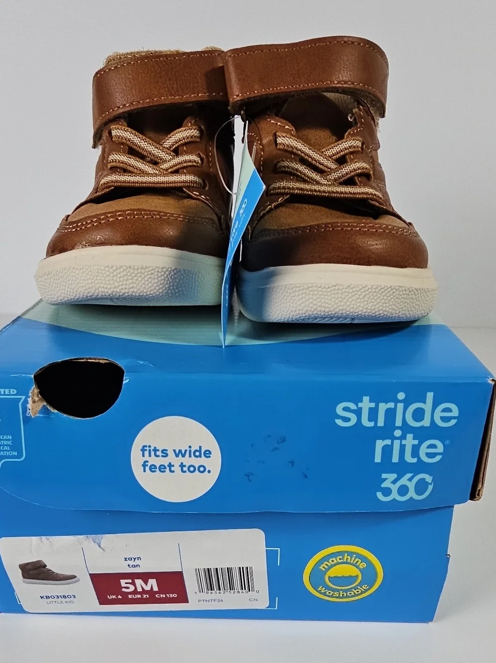 Stride Rite 360 Zayn Toddler High Top Sneakers Boots Fall Tan Brown Size 5M NWT
